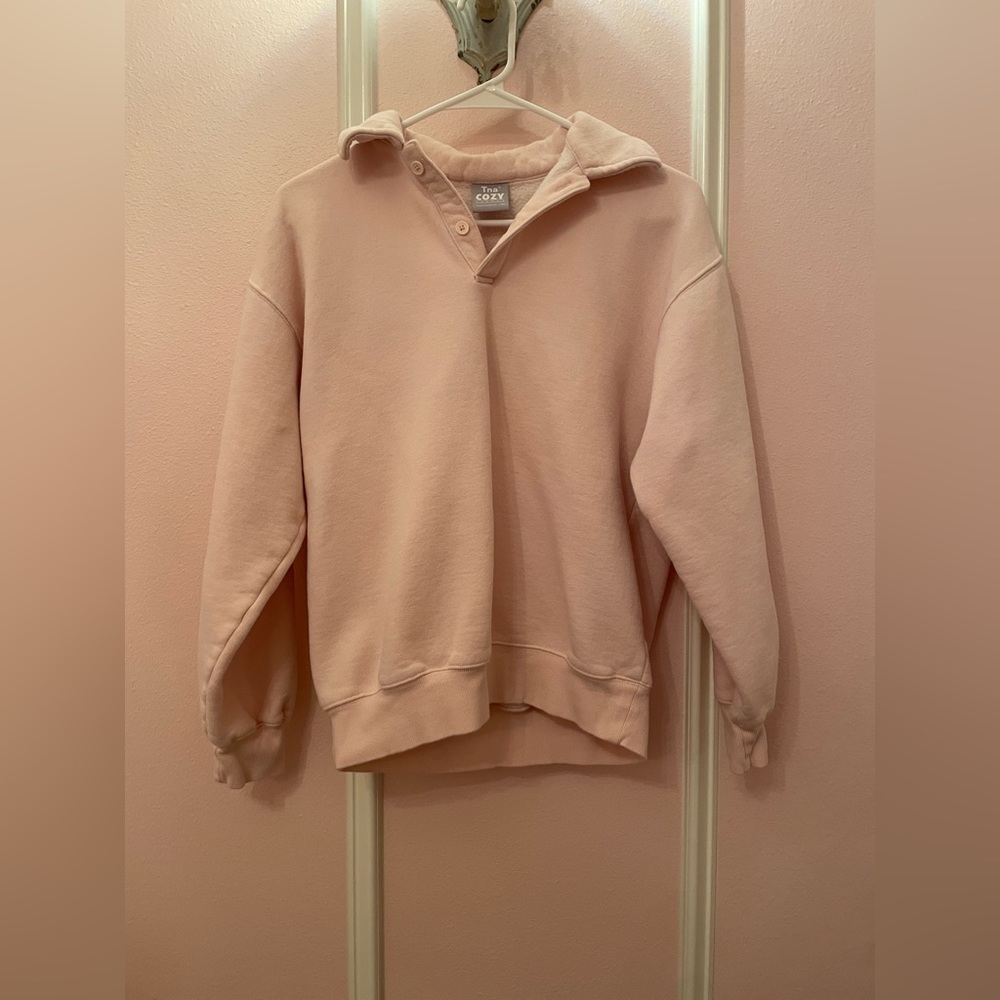 Aritzia TNA Cozy Fleece Boyfriend Polo Sweatshirt